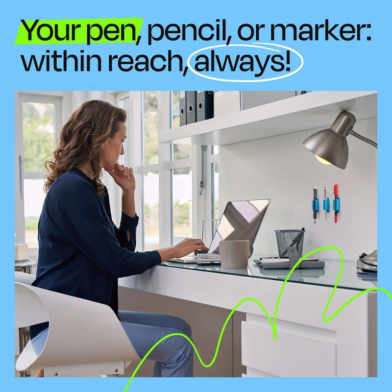 5 Pack Silicone Pen Holders Green Waterproof Adhesive Desk Organizer Square Storage - Image 5