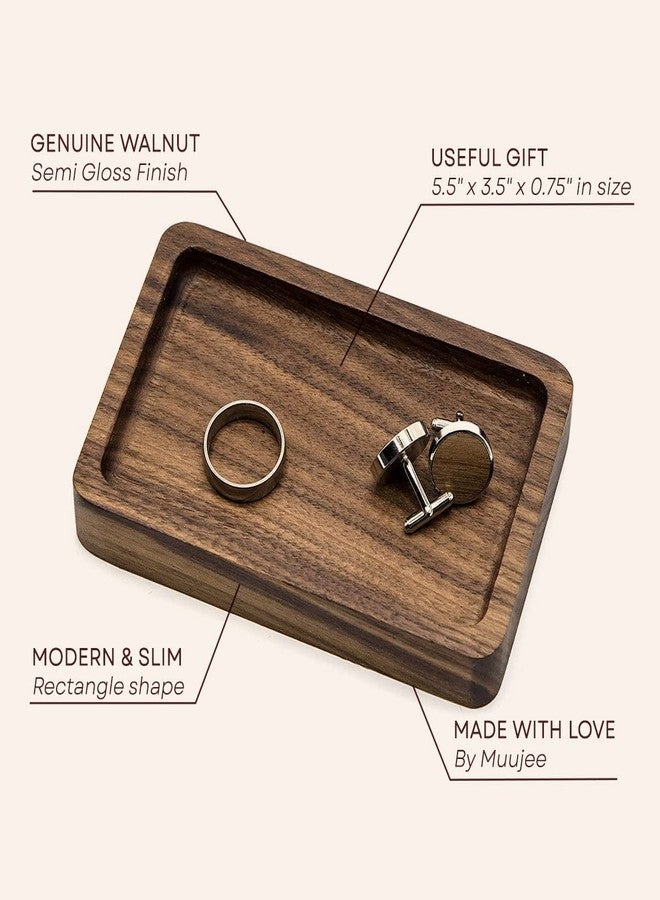 MUUJEE Wood Ring Dish - 5 Year Wedding Anniv Gift Ideas, Trinket Tray for Coins or Accessories, Father's Day Gift for Dad or Husband, 5.5" x 3.5" (Blank Ring Dish) - Image 2