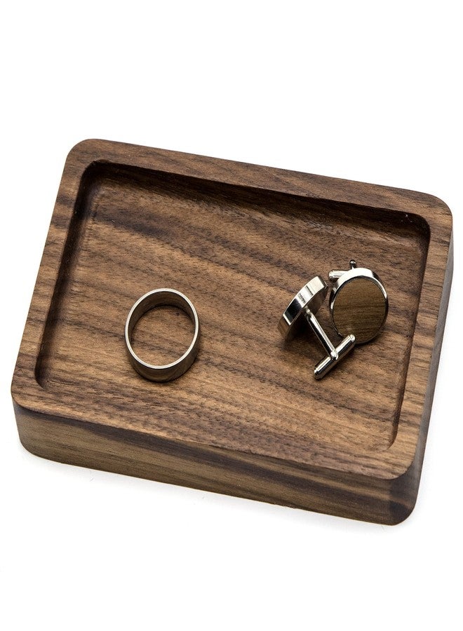 MUUJEE Wood Ring Dish - 5 Year Wedding Anniv Gift Ideas, Trinket Tray for Coins or Accessories, Father's Day Gift for Dad or Husband, 5.5" x 3.5" (Blank Ring Dish) - Image 1