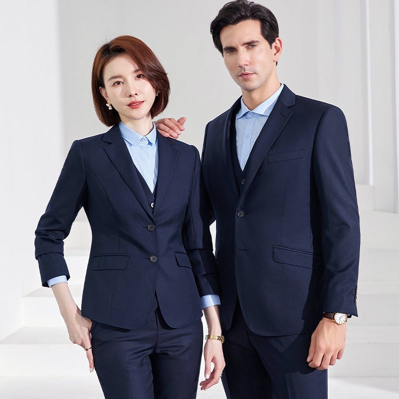 Advanced Sense Navy Blue Wool Suit Men'S And Women'S Suit Slim-Fit Business Dress Suit Three-Piece 4S Shop Work Clothes - Image 4