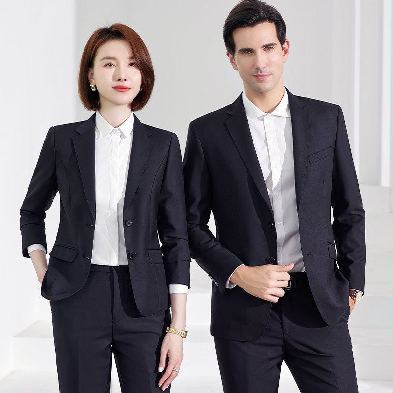 Advanced Sense Navy Blue Wool Suit Men'S And Women'S Suit Slim-Fit Business Dress Suit Three-Piece 4S Shop Work Clothes - Image 2