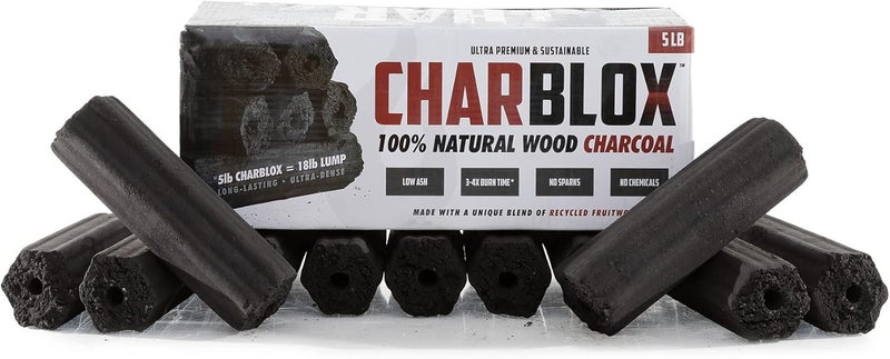 CHARBLOX 5LB Premium Hardwood Grilling Charcoal Logs - All Natural, Sustainable, Grilling/BBQ/Smoker/Kamado/Ceramic Grill/Yakitori, Binchotan, Burns 4X Longer - Image 1