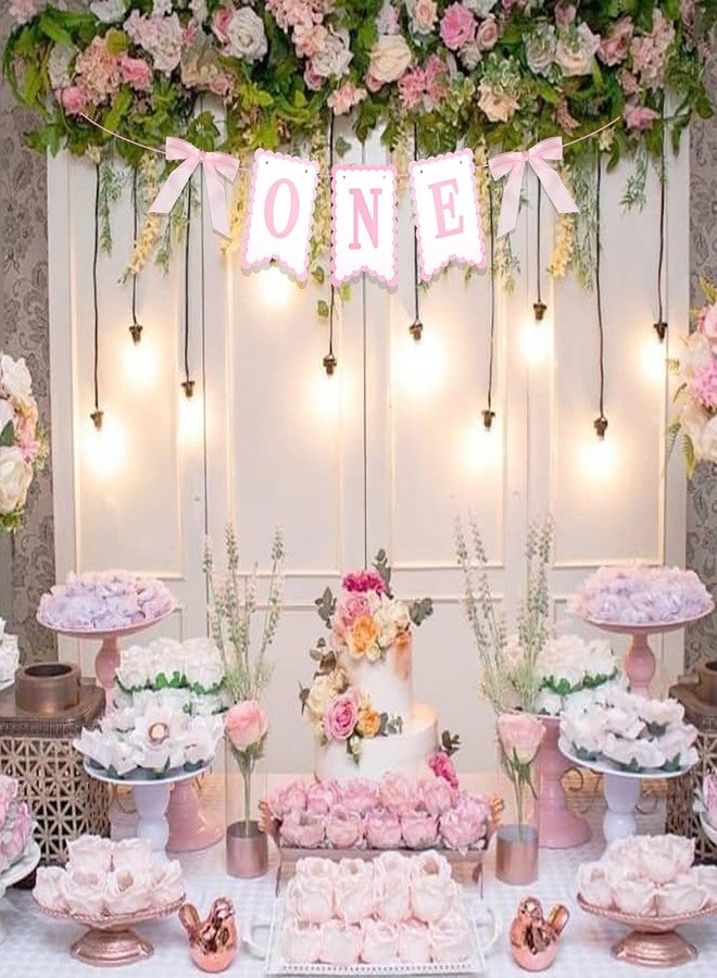 Tweruna Pink One High Chair Banner for Baby Girls, Cute Highchair Banner 1st Birthday Girl with Bow, Birthday One High Chair Banners for Party Decoration - Image 4