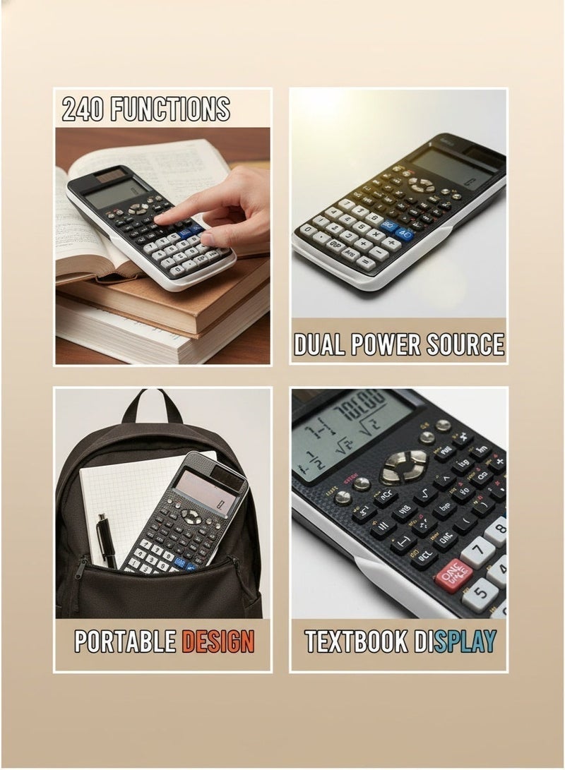 LEXIN Scientific Calculator With Multifunctional Features For School And Office Use - Black/White - Image 3