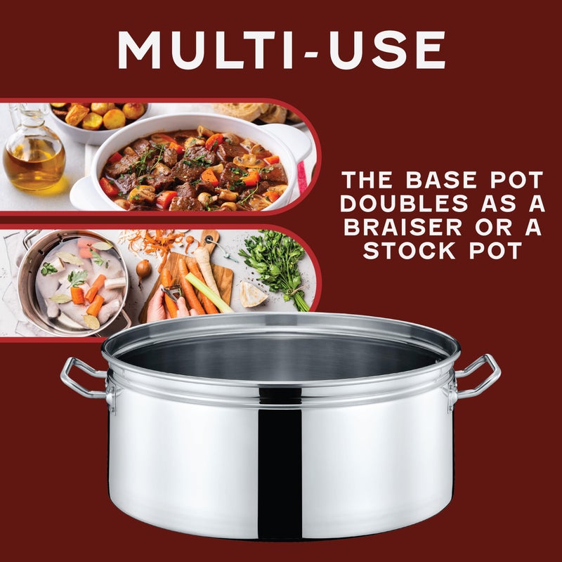 CONCORD Extra Large Outdoor Stainless Steel Stock Pot Steamer and Braiser Combo. Great for steaming oysters, crab, crawfish and more (24 QT) - Image 5