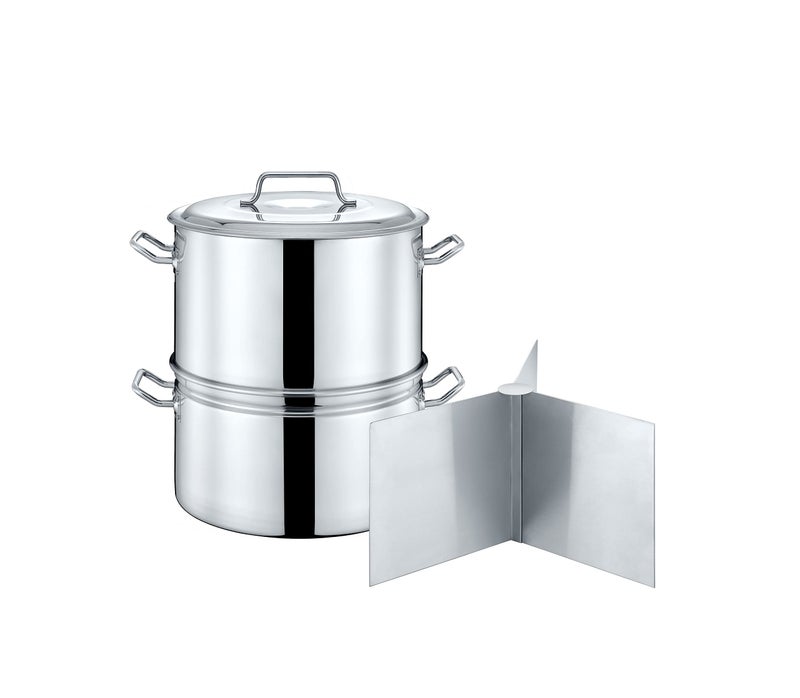 CONCORD Extra Large Outdoor Stainless Steel Stock Pot Steamer and Braiser Combo. Great for steaming oysters, crab, crawfish and more (24 QT) - Image 1