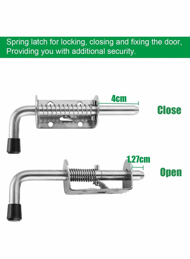 Y&D Spring Loaded Latch, 2 Pcs 304 Stainless Steel Barrel Bolt Metal Lock with Grip, 128 mm Heavy Duty Latch Pin - Image 5