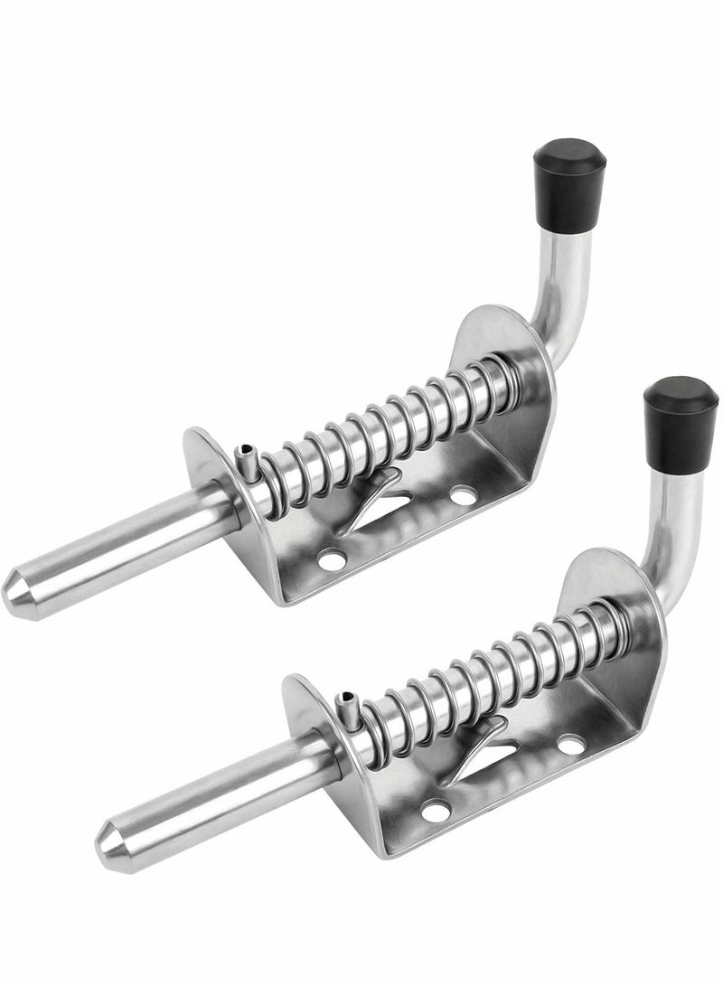 Y&D Spring Loaded Latch, 2 Pcs 304 Stainless Steel Barrel Bolt Metal Lock with Grip, 128 mm Heavy Duty Latch Pin - Image 1