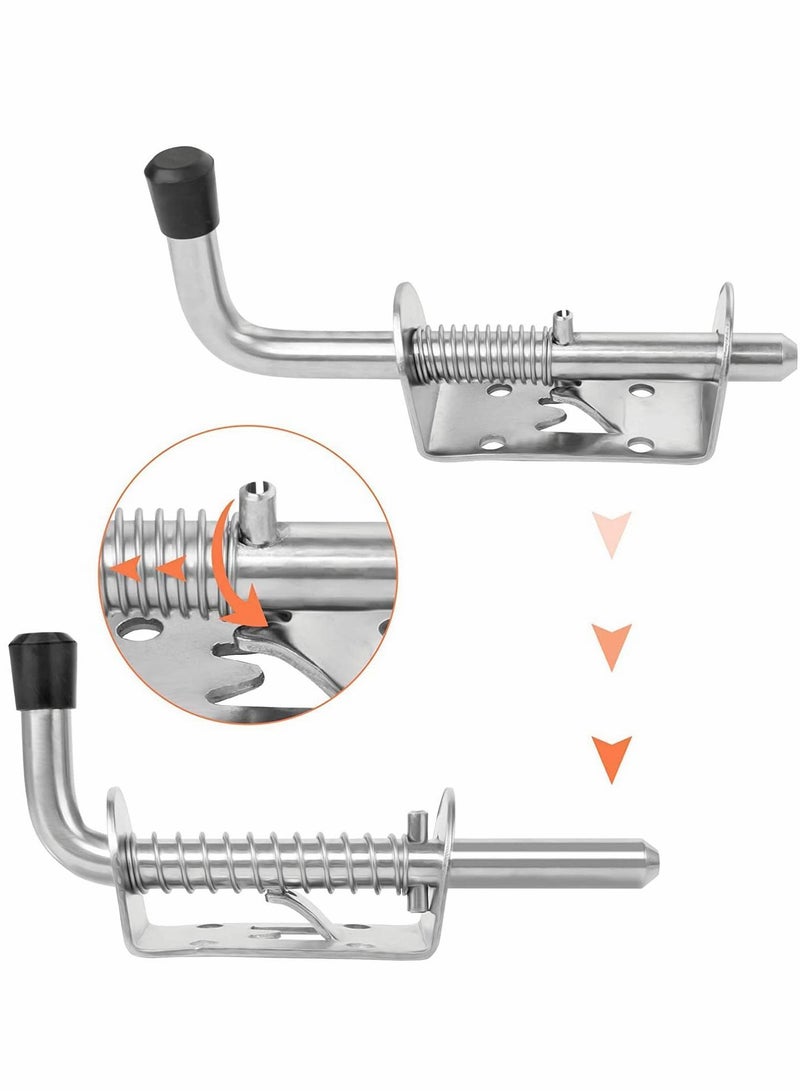 Y&D Spring Loaded Latch, 2 Pcs 304 Stainless Steel Barrel Bolt Metal Lock with Grip, 128 mm Heavy Duty Latch Pin - Image 3