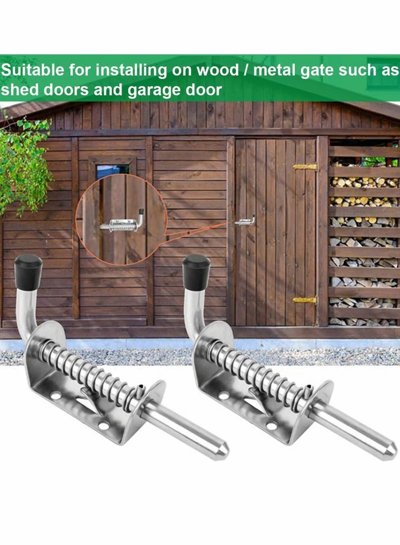 Y&D Spring Loaded Latch, 2 Pcs 304 Stainless Steel Barrel Bolt Metal Lock with Grip, 128 mm Heavy Duty Latch Pin - Image 2