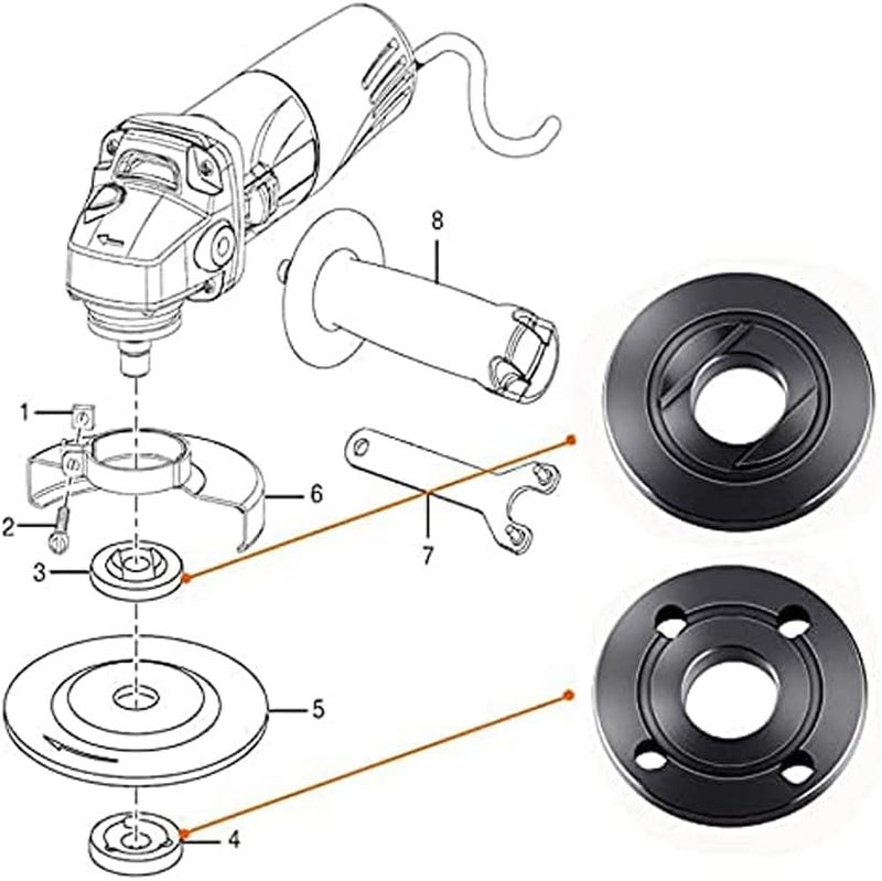 SYOSI 5Pcs Grinder Flange Angle Wrench Spanner Metal Grinder Nuts Lock Nut Compatible With For Dewalt Milwaukee Makita Black & Decker Ryobi - Image 5