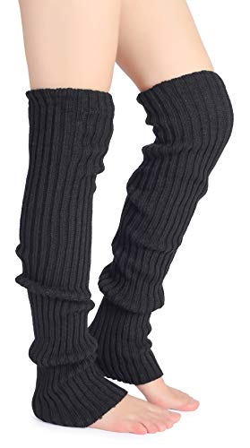 Pareberry Women's Winter Over Knee High Footless Socks Knit Warm Long Leg Warmers (Black, 27 Inches) - Image 2