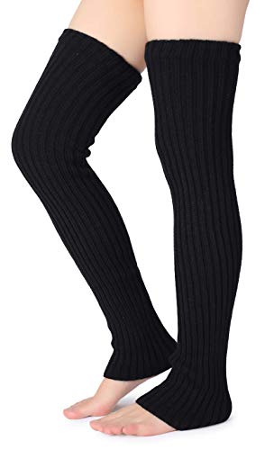 Pareberry Women's Winter Over Knee High Footless Socks Knit Warm Long Leg Warmers (Black, 27 Inches) - Image 5