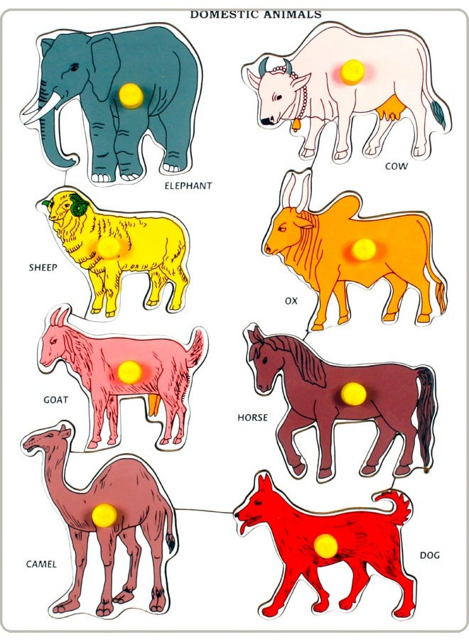 Little Genius Little Genius Domestic Animals Puzzle Toy, Illustrations of Elephant, Cow, Sheep, Ox, Goat, Horse, Camel, Dog(SP-14) 