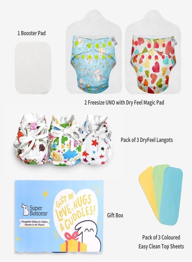 SuperBottoms Baby Diapering Mega Gift Pack | For 3 months - 9 months | Pack of 9 Items | Cloth Diapers | Softest Baby Langots | Baby Shower Gift - Large - Image 2