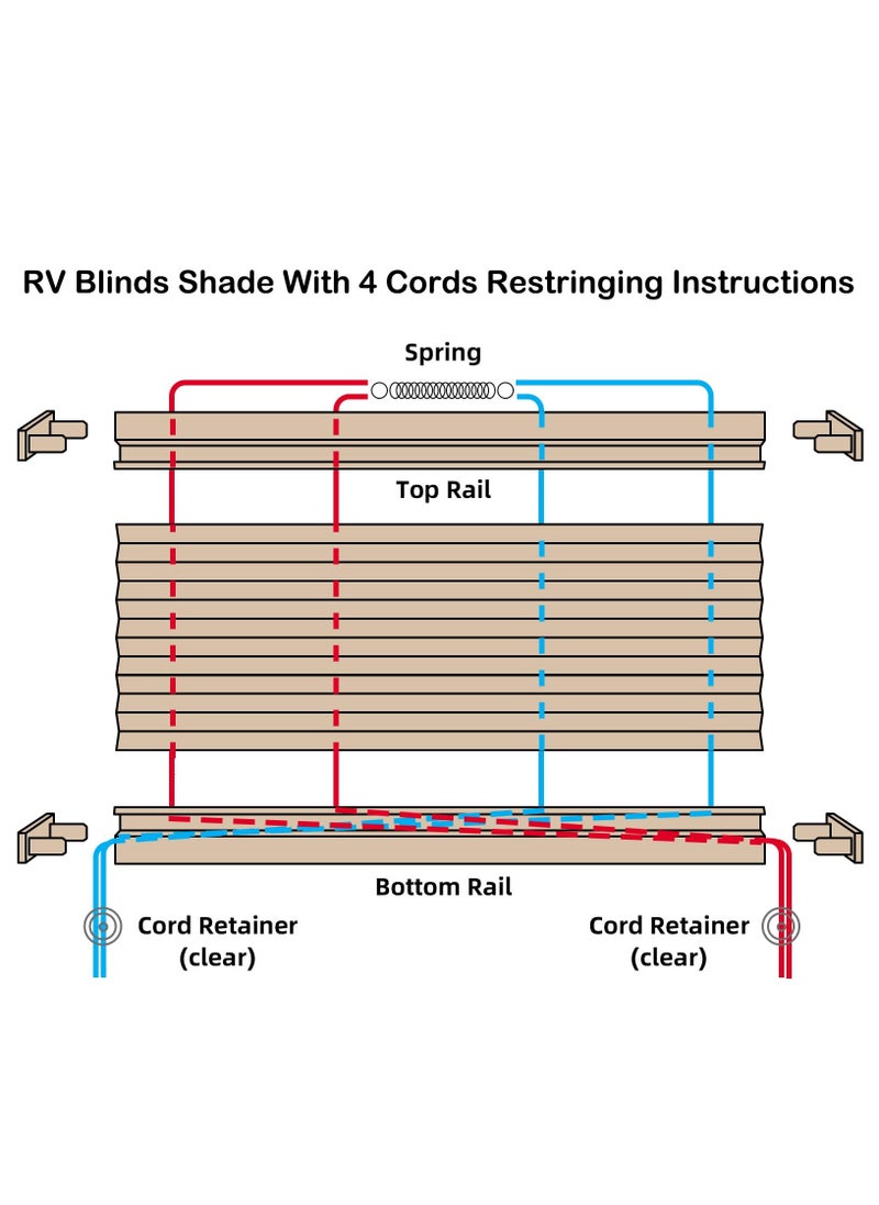 KASTWAVE - RV Pleated Shade Repair Kit, RV Window Shade Restringing Kit for Day Night Pleated Shade-Tan - Image 1