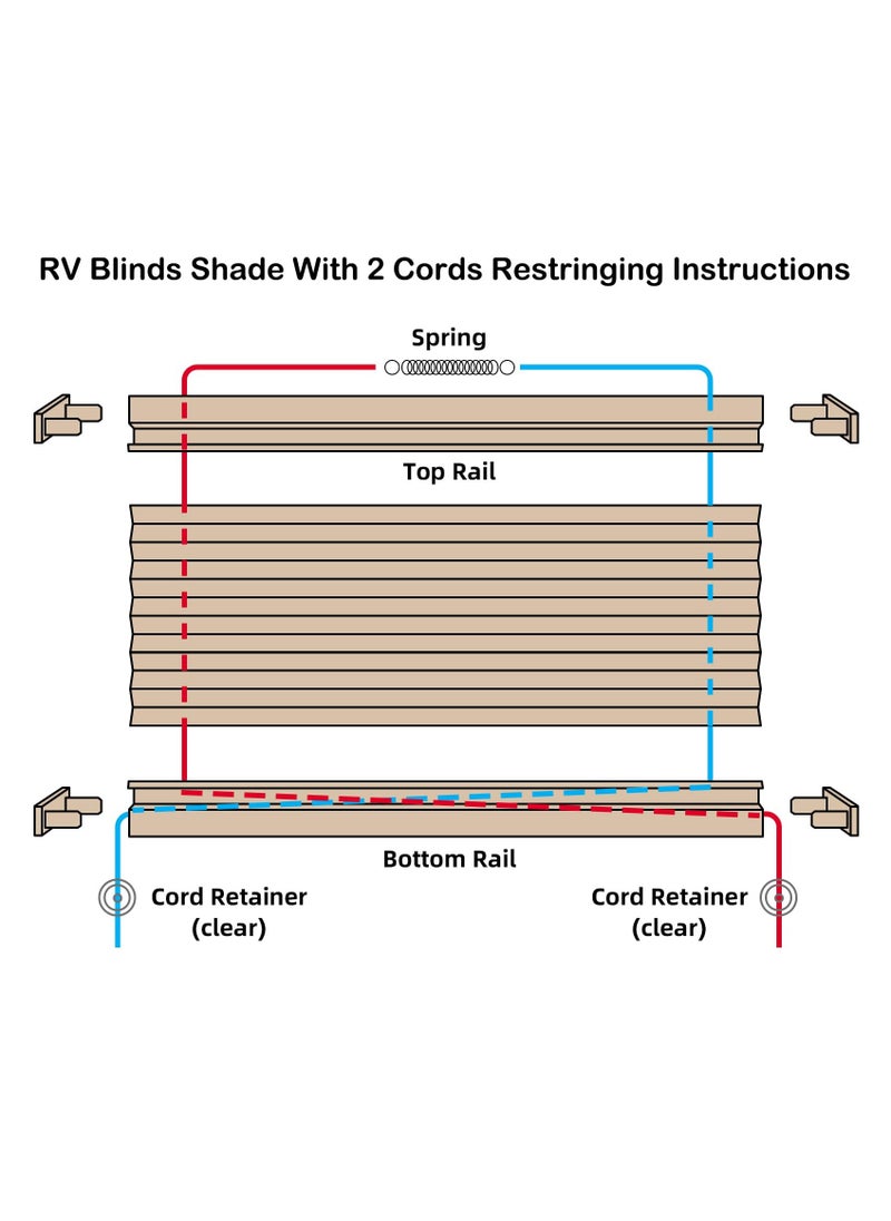 KASTWAVE - RV Pleated Shade Repair Kit, RV Window Shade Restringing Kit for Day Night Pleated Shade-Tan - Image 1