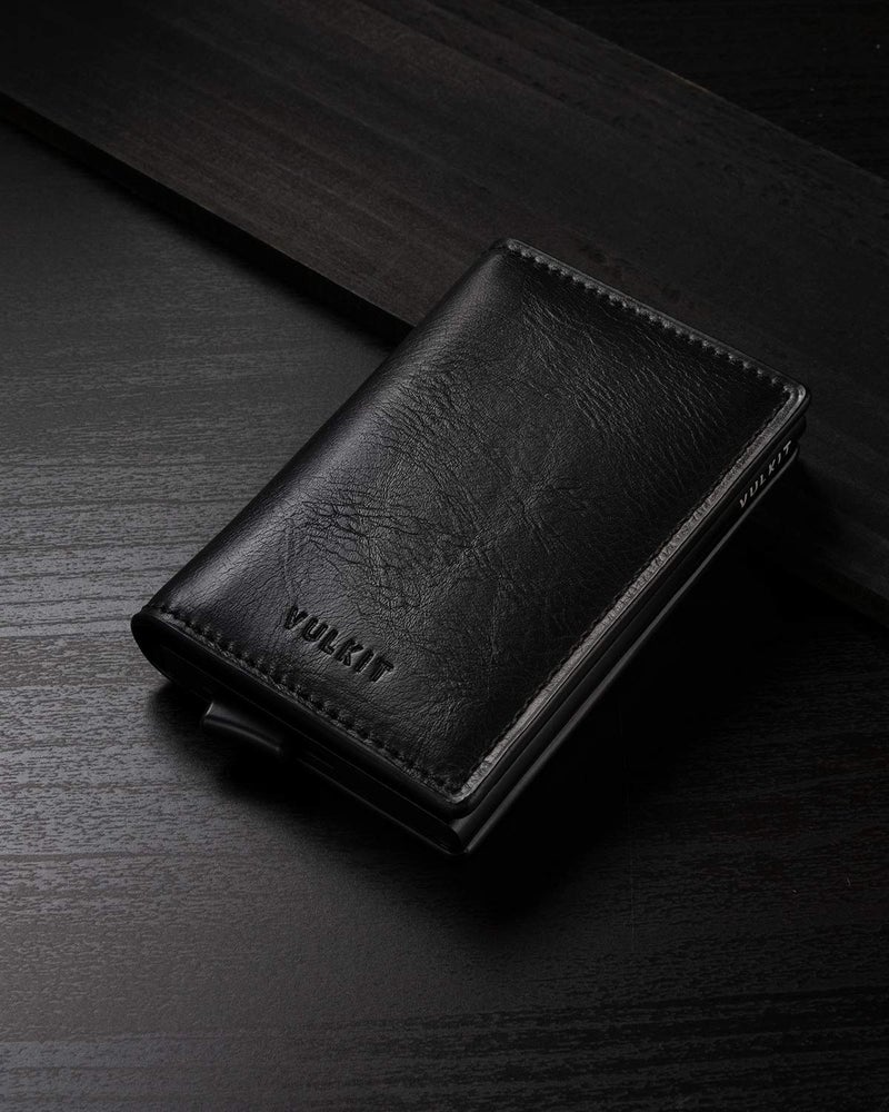 VULKIT VULKIT Card Holder Pop Up Slim Wallet Leather RFID Blocking Card Case Up to 8 Credit Cards Black  - Image 5