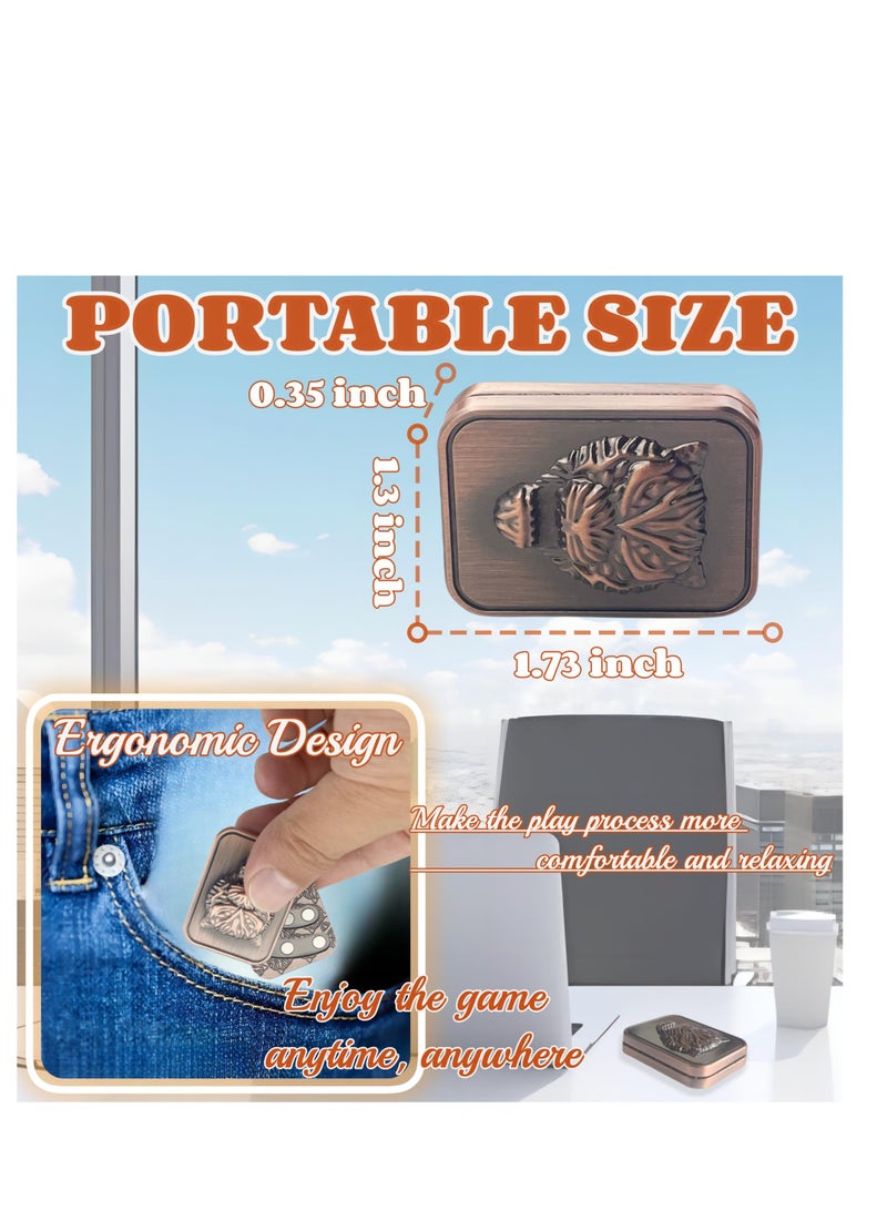 SYOSI Tiger Head Carving Metal Poker Fidget Slider,Men's EDC Hand Slider,Poker Push Card Stress Relief Toys,Magnetic Metal Poker Fidget Toys,Office Desk Toys Gifts for Boyfriend and Father - Image 3