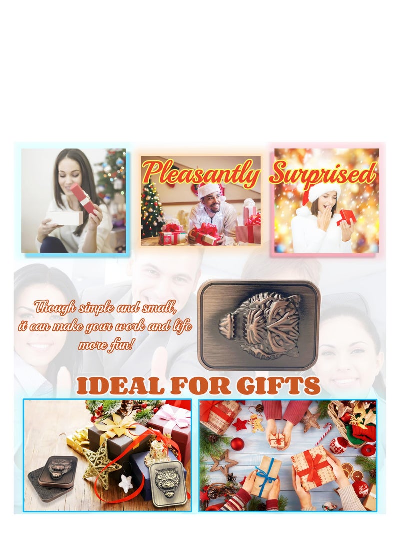 SYOSI Tiger Head Carving Metal Poker Fidget Slider,Men's EDC Hand Slider,Poker Push Card Stress Relief Toys,Magnetic Metal Poker Fidget Toys,Office Desk Toys Gifts for Boyfriend and Father - Image 4