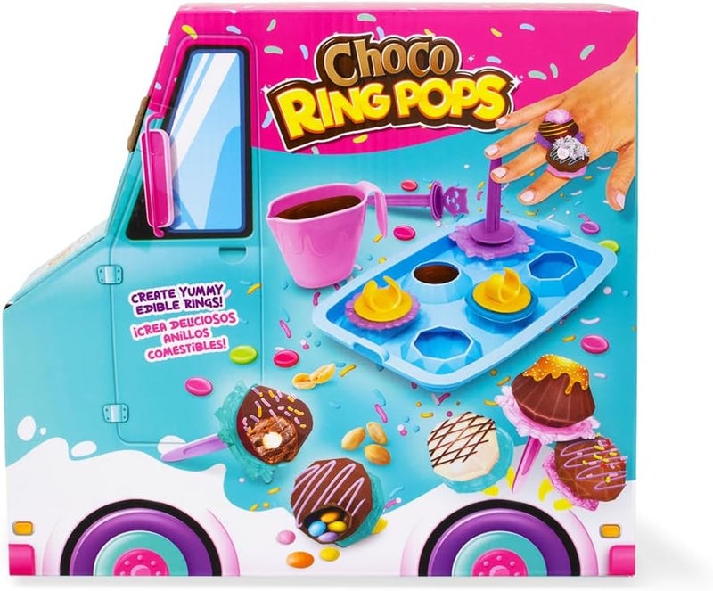 زابشيف Zap Chef Choco Ring Pops، مجموعة صنع خواتم الشوكولاتة DIY للأطفال مع قالب وإكسسوارات وتصميمات حلوى، مجموعة لعب تمثيلية ملونة للبنات والأولاد، من سن 3 سنوات فما فوق - مادة من الدرجة الغذائية (ZC002A3) - Image 1