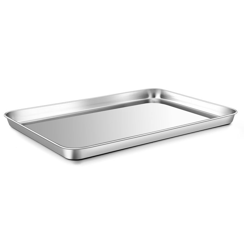 Baking Tray Onader Stainless Steel Rectangle Baking Cookie Sheet Pan Large Professional Oven Tray for Cooking Serving Non Toxic  Healthy Mirror Finished  Dishwasher Safe 405x305x25cm