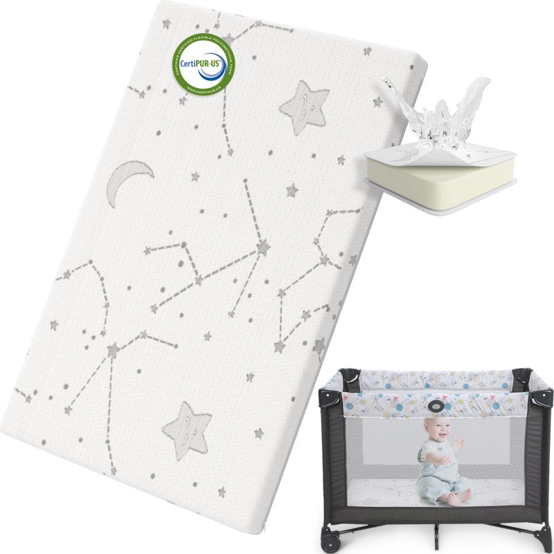 YENING Pack and Play Mattress Topper Baby Pack N Play Mattresses for Playpen and Playard with Washable Cover 38"x26"x1", 1 Pack Firm Foam - Image 1