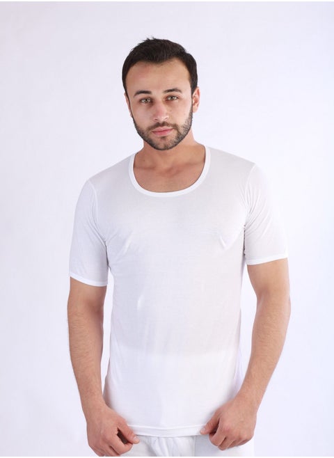Jet Men Basic Round Neck And Half Sleeves-White