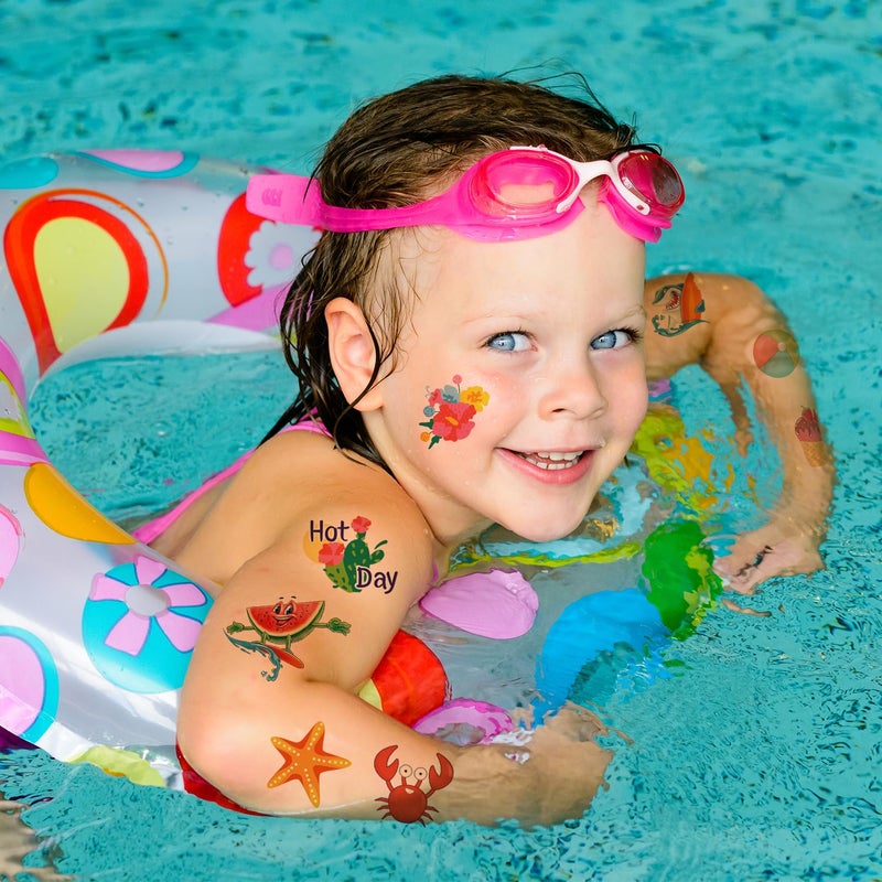 JCFIRE Summer Pool Beach Party Favors Kids Tattoos, 102 Styles Larger Tropical Hawaiian Luau Themed Temporary Tattoos for Kids Teens Adult, Waterproof Summer Stickers Party Decorations Supplies - Image 5