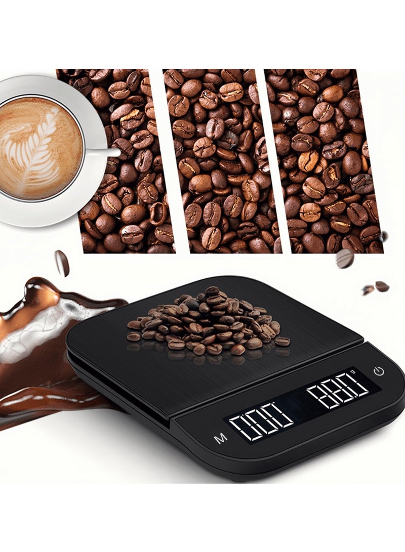 سيوسي ميزان قهوة رقمي متعدد الوظائف، شاشة عرض LED عالية الوضوح بحجم كبير، مؤقت تلقائي وزر العزل، دقة عالية تصل إلى 3 كيلوغرام/0.1 جرام للسكب الأوتوماتيكي أو الإسبرسو، محمول ومناسب. - Image 1