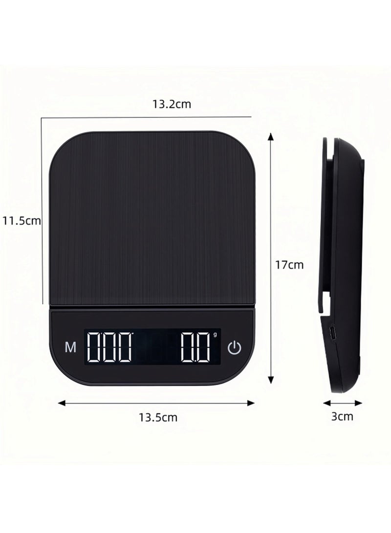 سيوسي ميزان قهوة رقمي متعدد الوظائف، شاشة عرض LED عالية الوضوح بحجم كبير، مؤقت تلقائي وزر العزل، دقة عالية تصل إلى 3 كيلوغرام/0.1 جرام للسكب الأوتوماتيكي أو الإسبرسو، محمول ومناسب. - Image 5