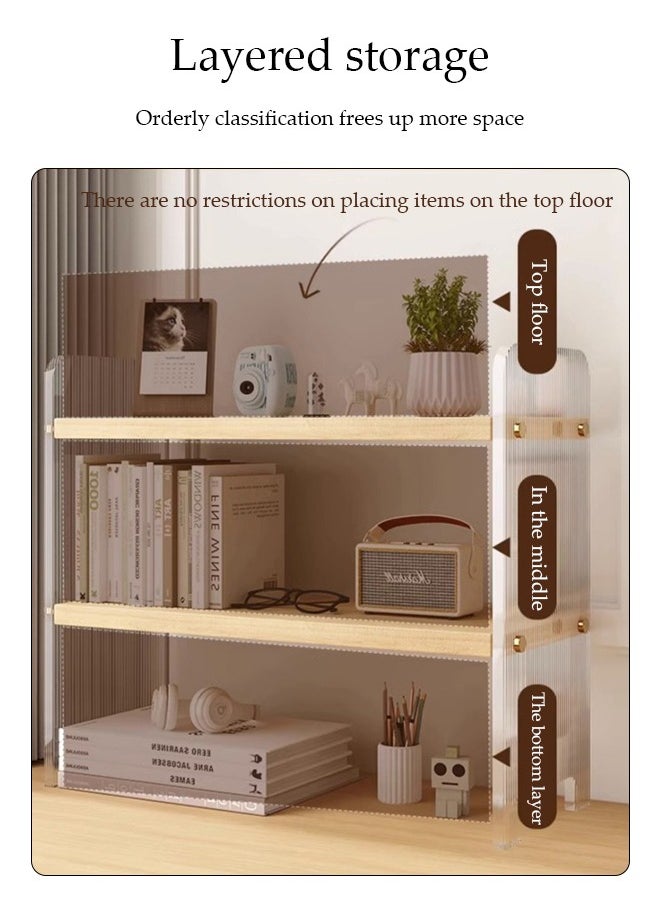 DUNISO - Desktop Bookshelf, Double Layer Kitchen Seasoning Sorting Rack, Multifunctional Dressing Table Storage Rack,Stable And Durable，Suitable For Offices, Kitchens, Bedrooms, Bathrooms, 30*14.5*31.5cm - Image 1