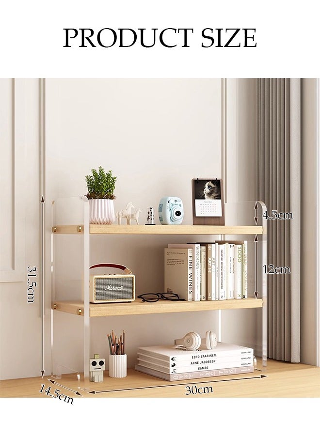 DUNISO - Desktop Bookshelf, Double Layer Kitchen Seasoning Sorting Rack, Multifunctional Dressing Table Storage Rack,Stable And Durable，Suitable For Offices, Kitchens, Bedrooms, Bathrooms, 30*14.5*31.5cm - Image 1