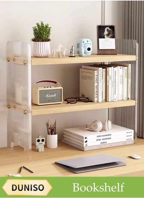 Desktop Bookshelf, Double Layer Kitchen Seasoning Sorting Rack, Multifunctional Dressing Table Storage Rack,Stable And Durable，Suitable For Offices, Kitchens, Bedrooms, Bathrooms, 30*14.5*31.5cm