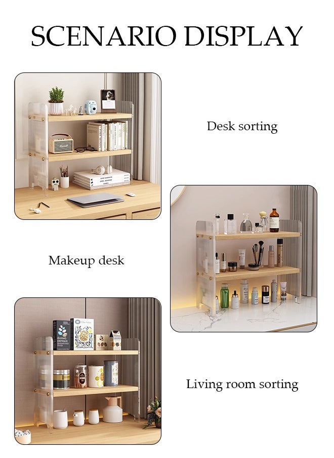 DUNISO - Desktop Bookshelf, Double Layer Kitchen Seasoning Sorting Rack, Multifunctional Dressing Table Storage Rack,Stable And Durable，Suitable For Offices, Kitchens, Bedrooms, Bathrooms, 30*14.5*31.5cm - Image 1