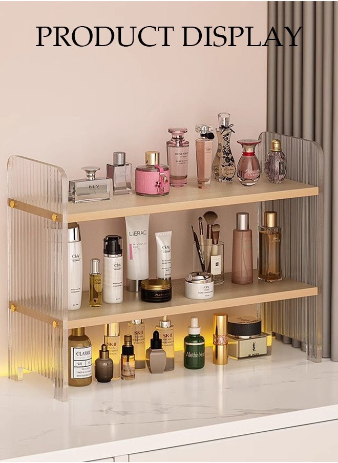 DUNISO - Desktop Bookshelf, Double Layer Kitchen Seasoning Sorting Rack, Multifunctional Dressing Table Storage Rack,Stable And Durable，Suitable For Offices, Kitchens, Bedrooms, Bathrooms, 30*14.5*31.5cm - Image 1