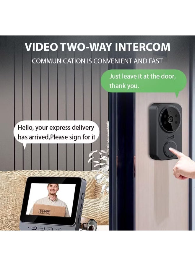 SMART HOME Smart WiFi Video Doorbell, 4.3-inch IPS Screen, 2-Way Audio, Night Vision, HD Camera, 2.4G Wireless - Image 4