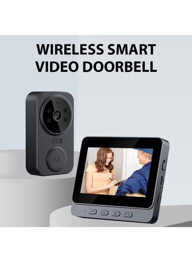 SMART HOME Smart WiFi Video Doorbell, 4.3-inch IPS Screen, 2-Way Audio, Night Vision, HD Camera, 2.4G Wireless - Image 3