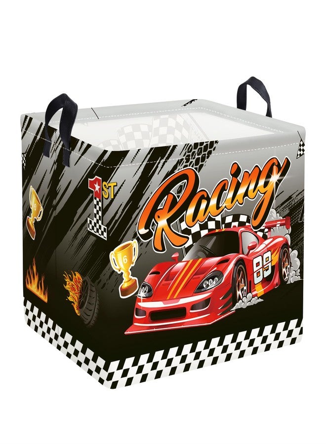 Clastyle Sport 3D Racing Car Boy Room Basket Racing Flag Monster Truck Toy Book Shelf Basket Large Rectangle Collapsible Dirty Clothes Storage Bin, Black, 40 * 30 * 30 cm - Image 1