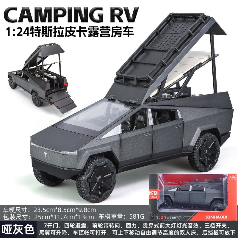 New Howdy 1:24 Tera Cyber Pickup Camper RV Childrens Toy Car Simulation Alloy Car Model 【gray】 camping rv foam box