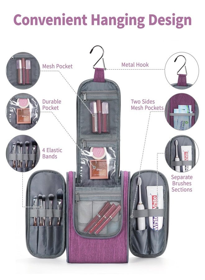 Narwey Hanging Travel Toiletry Bag Kit Cosmetic Makeup Organizer for Women and Men (A-Purple) - Image 3