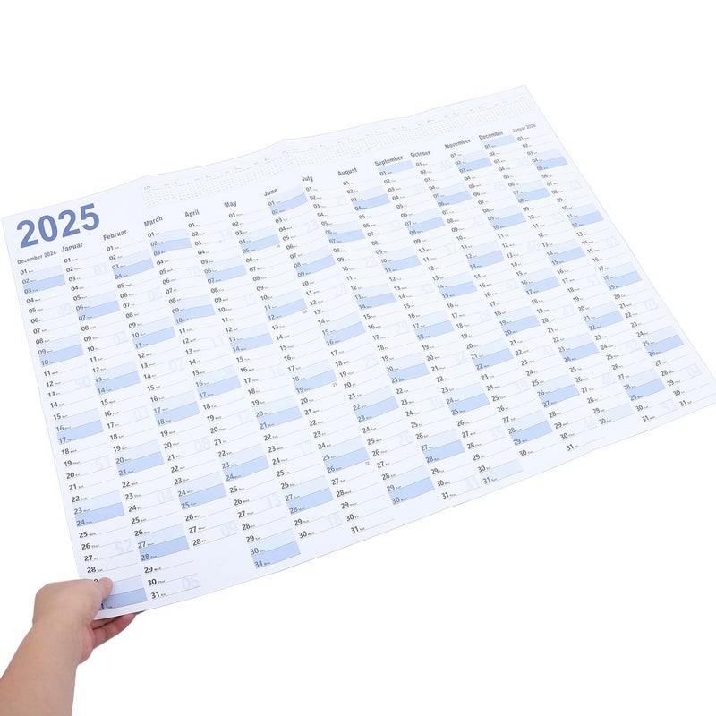 تقويم حائط أزرق 2025 مخطط ورق إنجليزي متعدد الأغراض لتنظيم جدول المكتب المنزلي - Image 4