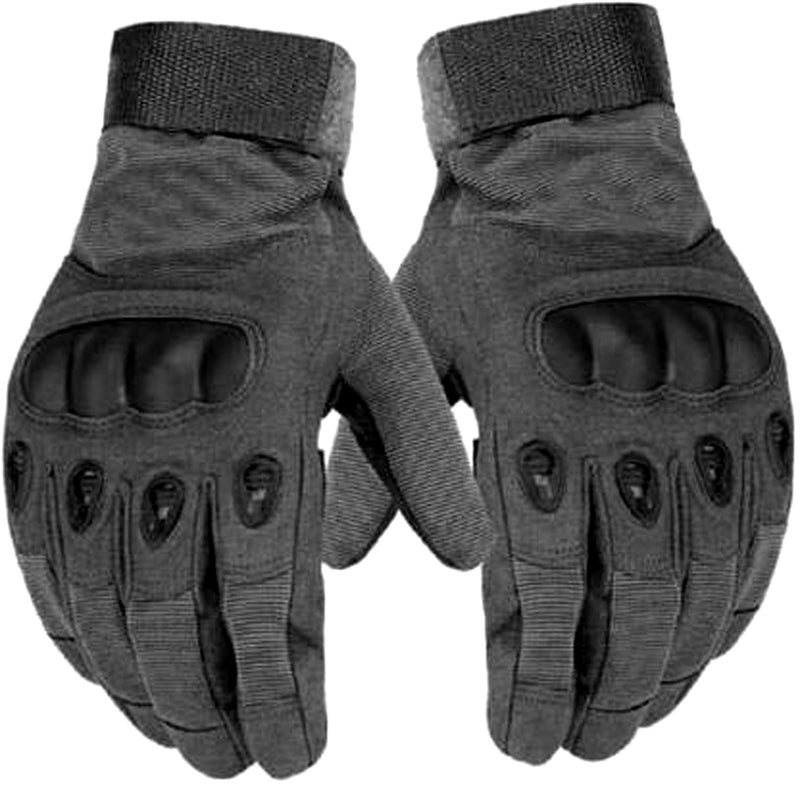 Aadikart Full Finger Hard Knuckle Motorcycle Army Tactical Outdoor Breathable Gym & Fitness Riding Cycling Gloves for Boys & Men(Size: XL, Black) - Microfiber - Image 1