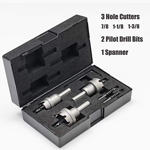 EZARC Carbide Hole Saw Kit, 3 Piece Carbide Tipped Hole Cutter with Pilot Drill bit for Hard Metal, Stainless Steel, Iron, Aluminum, Alloy - Image 2