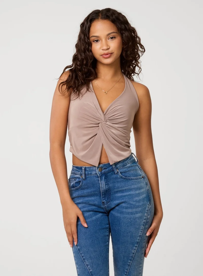 Pink Vanilla Knot Front Halter Top