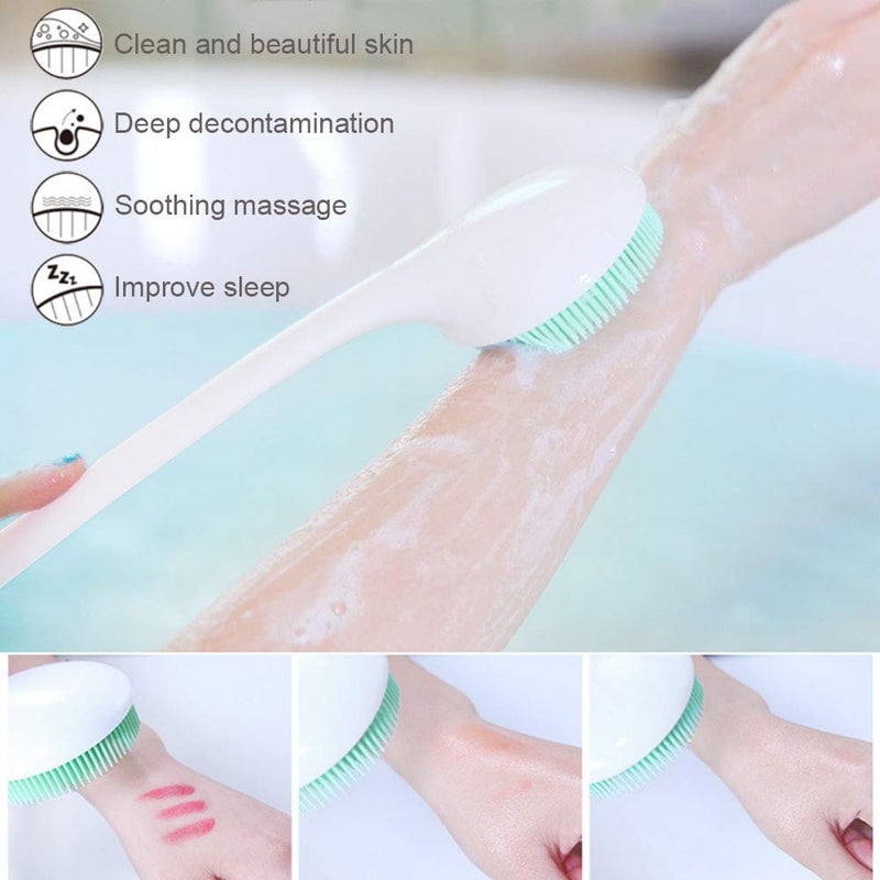 V-TOP Silicone Body Scrubber Exfoliator, Back Brush Long Handle for Shower with Soft Bristles, Shower Brush Scrubber for Body Men and Women, BPA Free, Non-Slip - Image 5