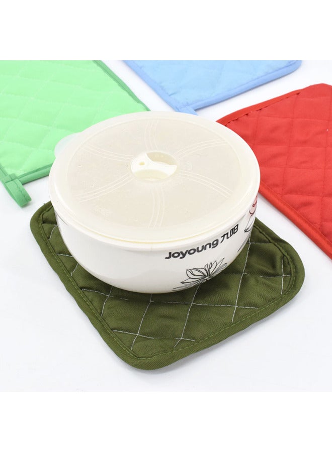 Color Towel Cloth With Pocket Mat Insulation Mat Polyester Placemat Square Coaster Kitchen Table Anti-scald Pot Mat-Color:Army Green - Image 4
