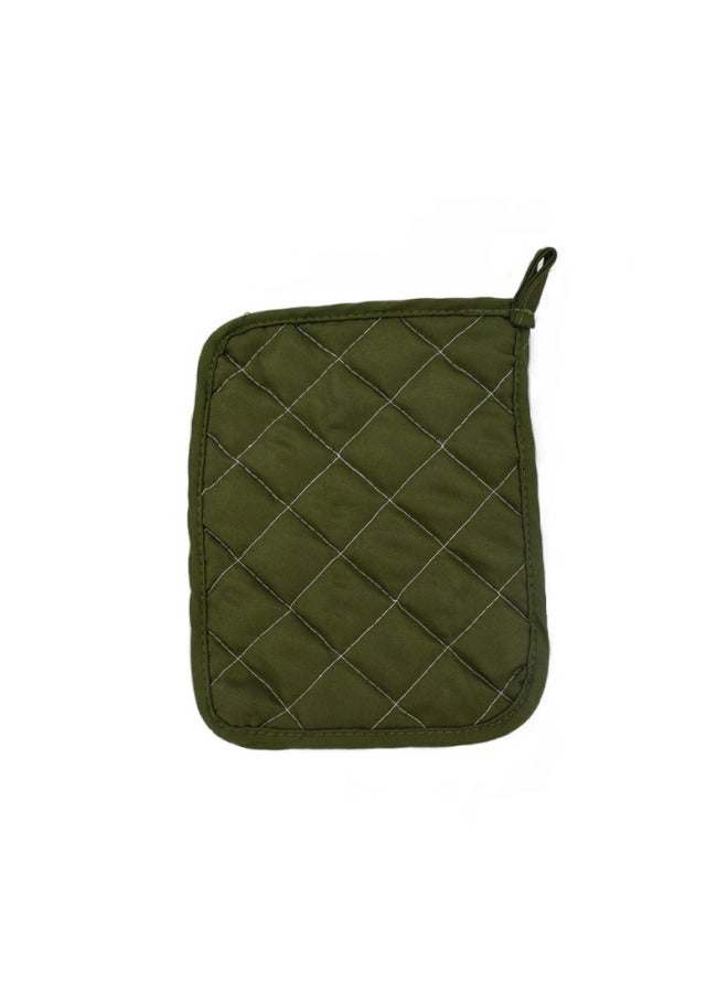 Color Towel Cloth With Pocket Mat Insulation Mat Polyester Placemat Square Coaster Kitchen Table Anti-scald Pot Mat-Color:Army Green - Image 1
