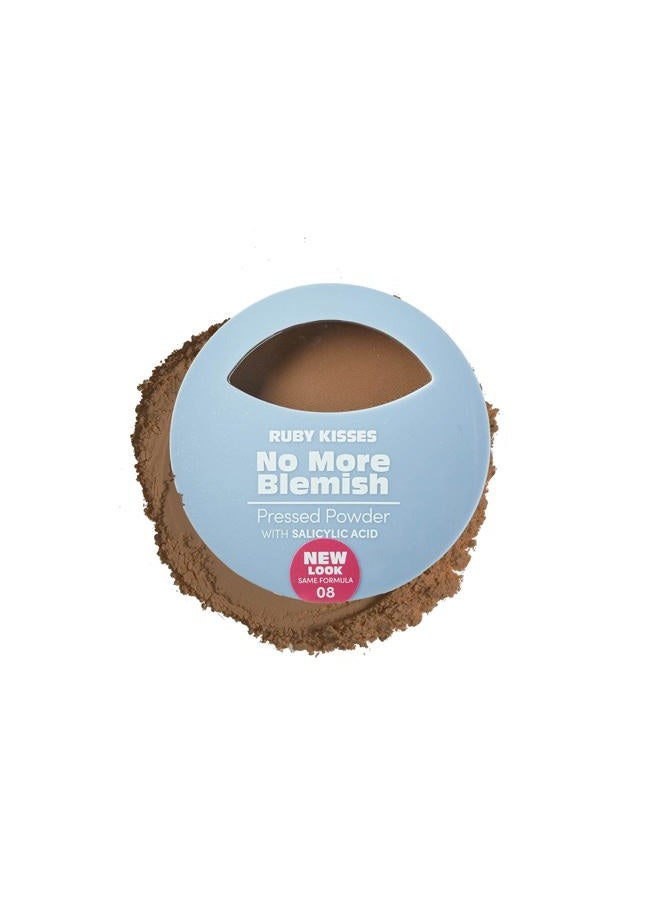 Ruby Kisses No More Blemish Face Powder with Salicylic Acid Korean Makeup Matte Finish Full Coverage Pressed Powder (Chestnut) - Image 1