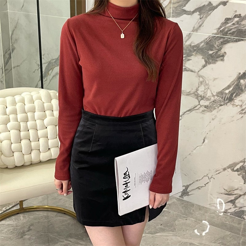 Womens Autumn Winter Turtleneck Thermal Top Jujube  - Image 1